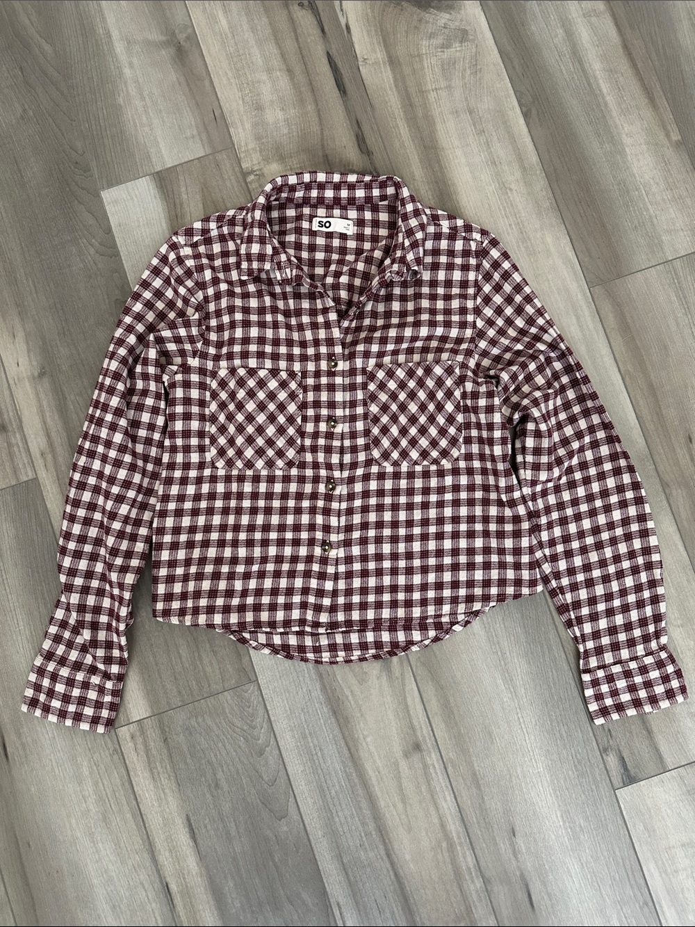 SO Checked Crop Button-Up Shirt